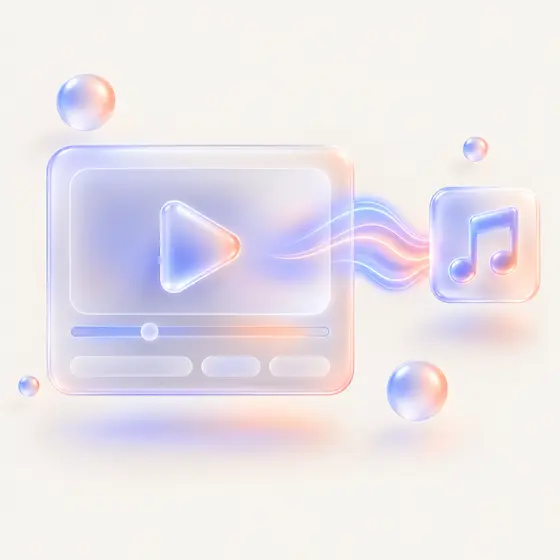 A video frame releasing sound waves that become a small audio file