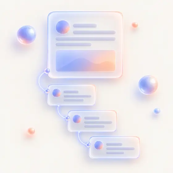 A post card with a branching chain of reply bubbles